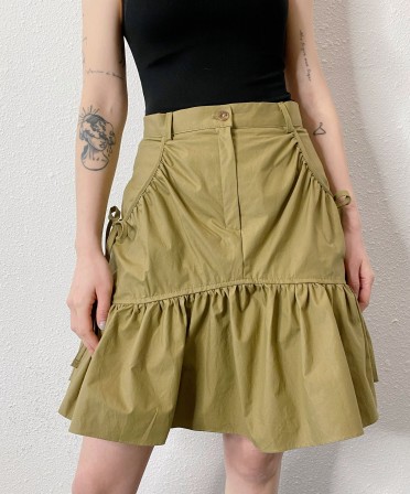 Khaki Ruffle Skirt #250331